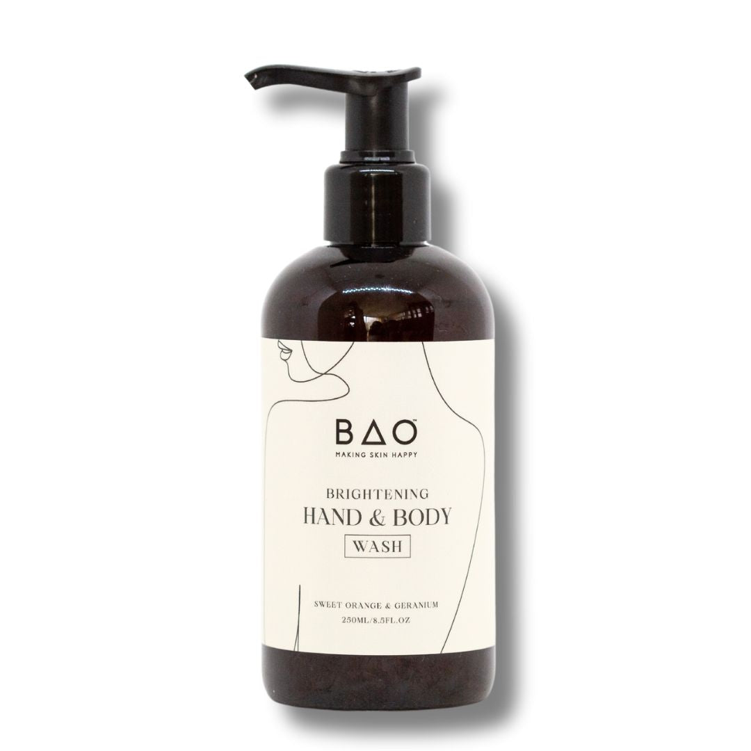 BAO Brightening Hand & Body Wash in a pump bottle on a white background