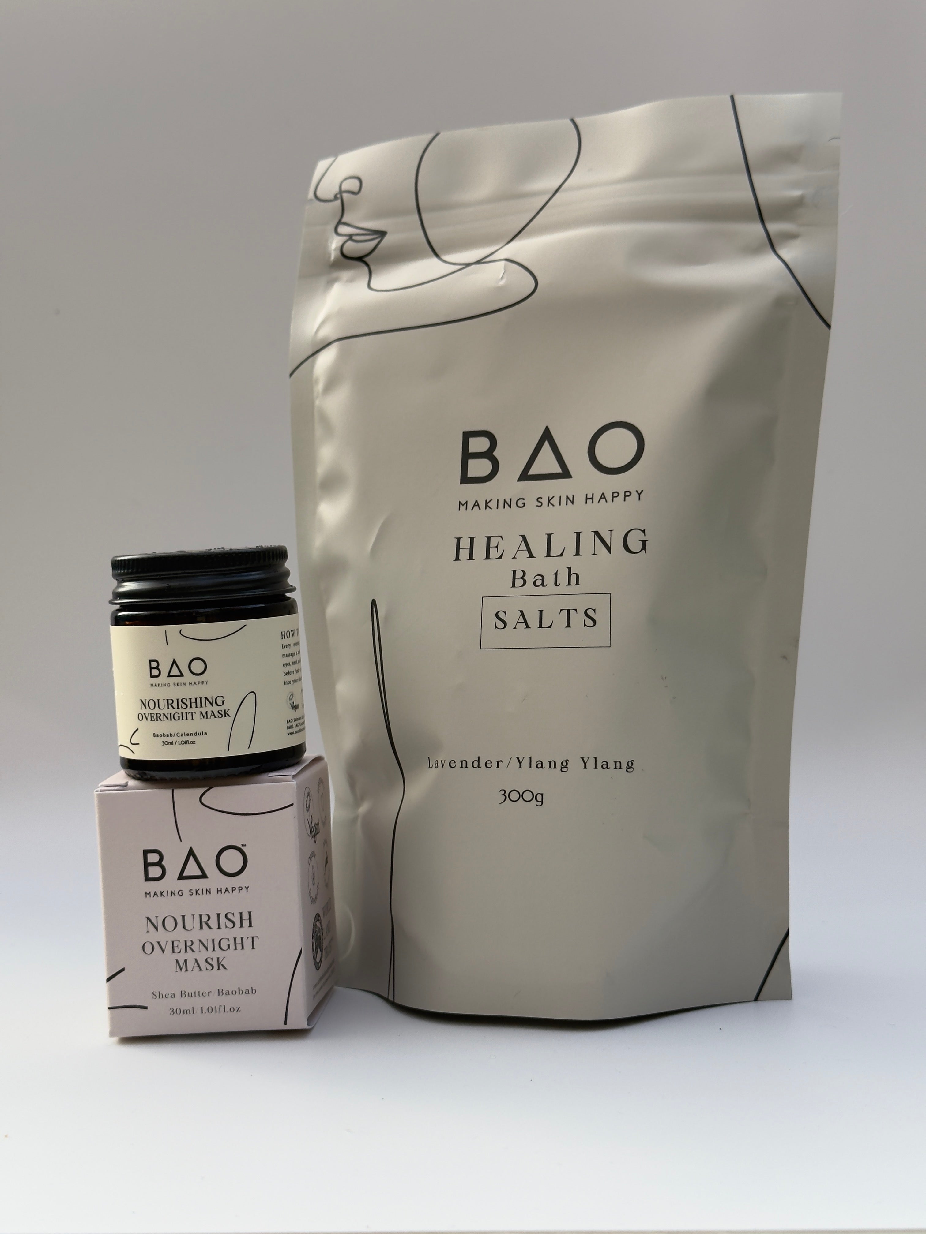 BAO Healing Bath Salts packaging on a white background