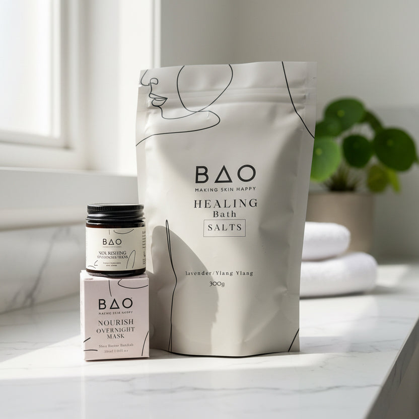 BAO Healing Bath Salts packaging on a white background