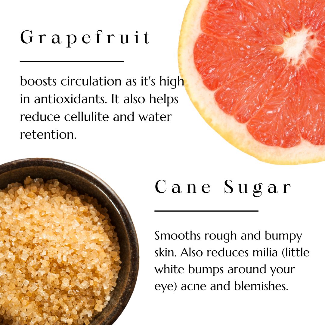 Grapefruit and cane sugar, key ingredients in BAO Luminosity Body Scrub