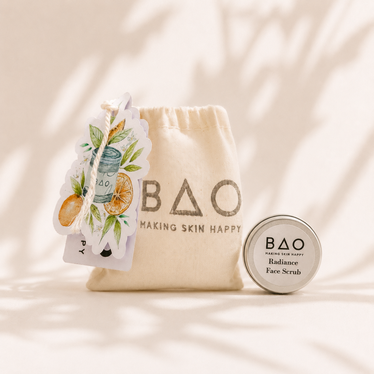BAO Skincare Radiance Face Scrub Trial Pot 5ml — gentle jojoba exfoliator with Shea Butter and Avocado Oil, suitable for sensitive skin