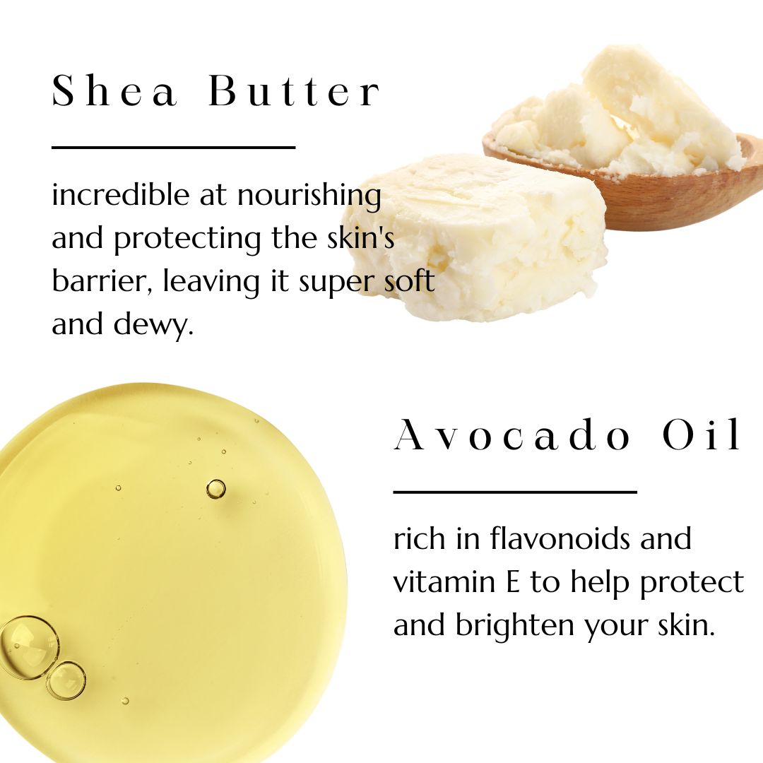 Shea butter and avocado oil, key ingredients in BAO Radiance Face Scrub