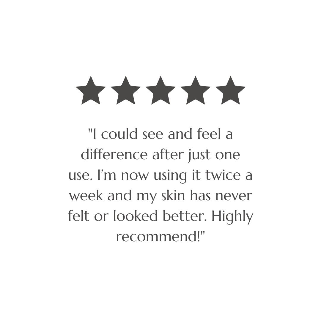Customer review screenshot praising BAO Recovery Face Mask for visible results after one use
