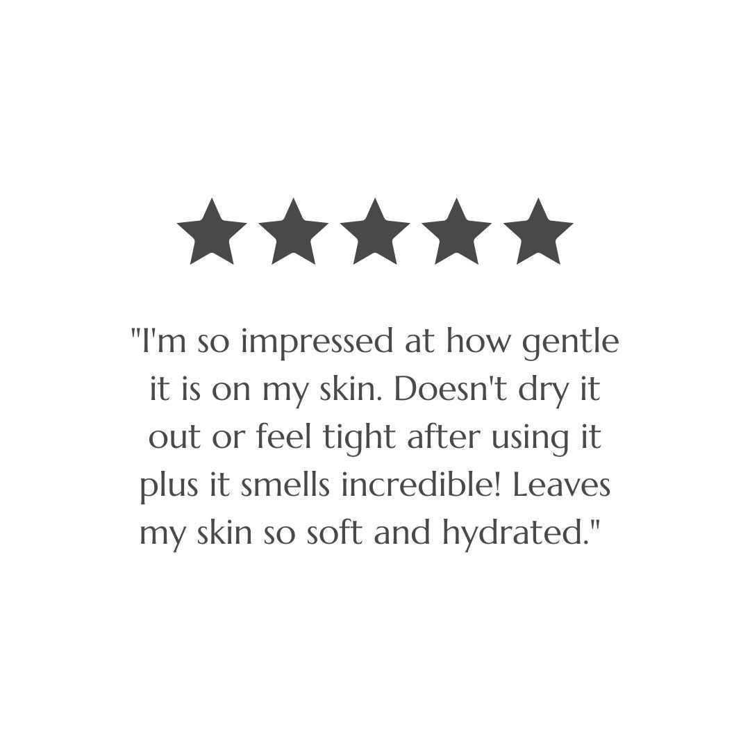 Customer review screenshot praising BAO Refreshing Face Wash for being gentle and hydrating